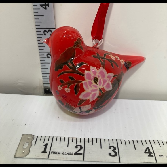 Bird ornament hand painted glass - Picture 3 of 8